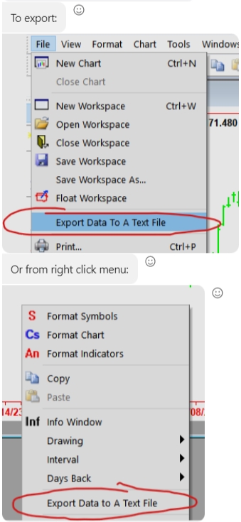 Export text data