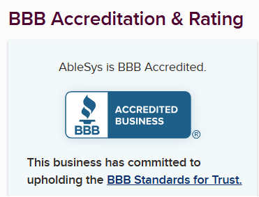 AbleSys is BBB accredited